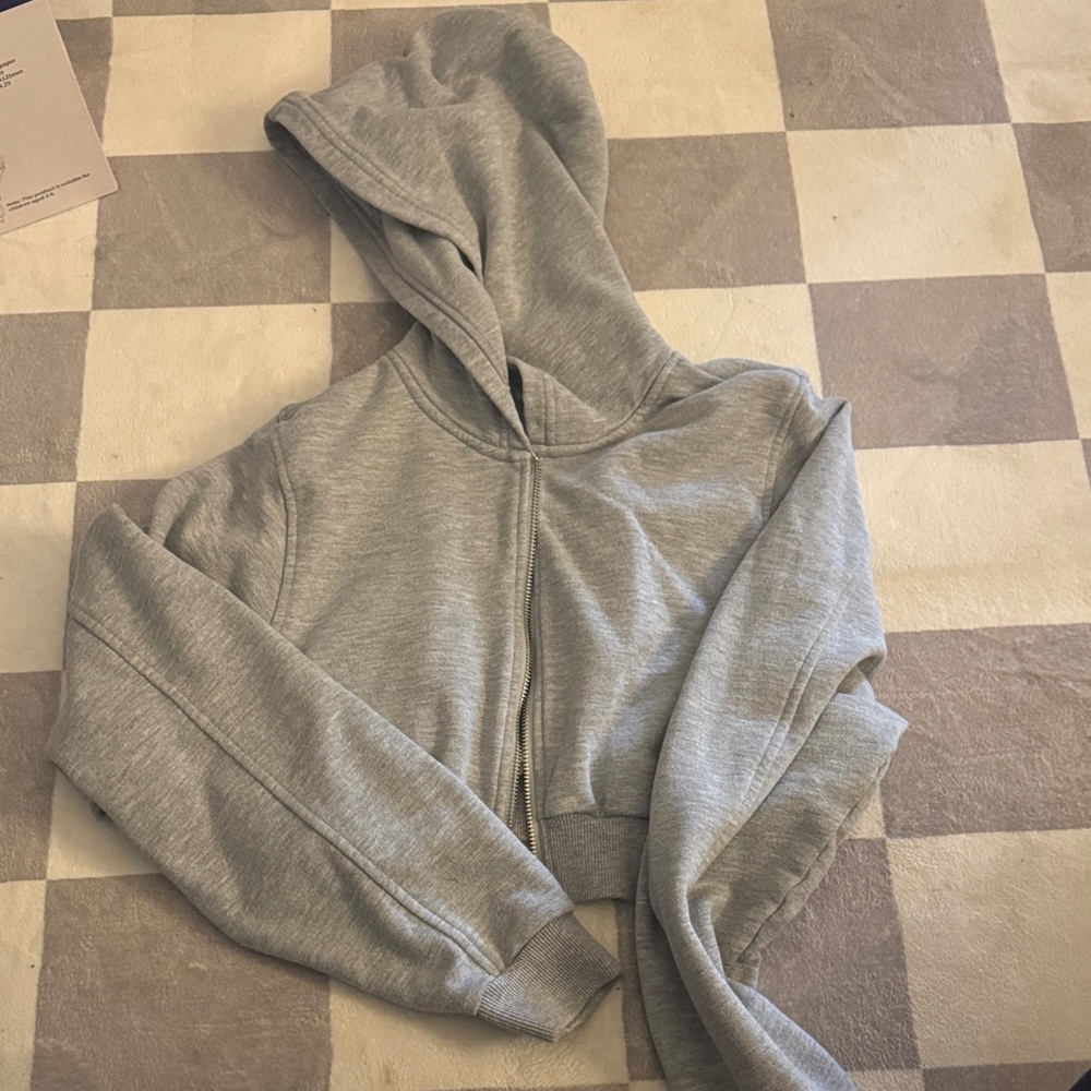 ALO Yoga Light Gray Women's Zip-Up Hoodie